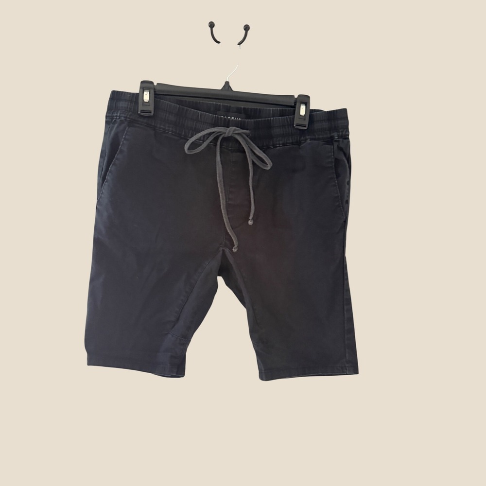 PacSun Mens Black Drawstring Elastic Waist Chino Shorts Size Medium Stretch